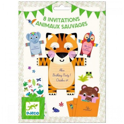 8 invitations Animaux sauvages