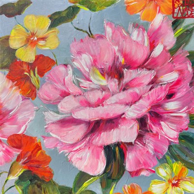SA371 - Pivoine et capucines