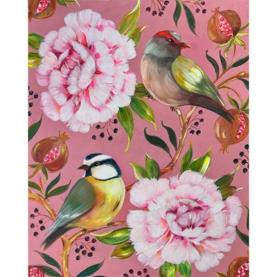 SA388 - Perse rose aux oiseaux