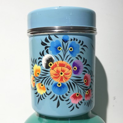Boîte à thé Folk bleu ciel GM