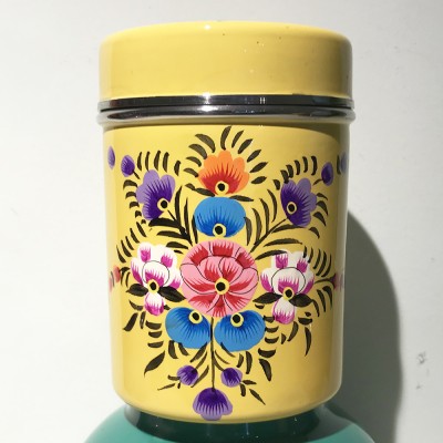 Boîte à thé Folk jaune GM