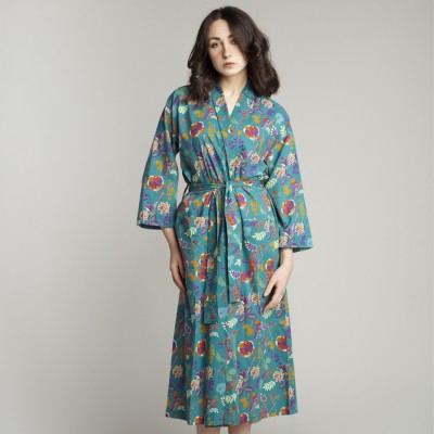 Kimono long Birdy teal